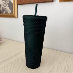 Starbucks 24 Oz Matte Dark Green Studded Venti Cold Cup Tumbler Soft Touch